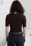 BASERANGE Ruffled Ribbed Cotton T-shirt BAS-TTO3-RB-SP24-TACTILE TTO3-RB-000